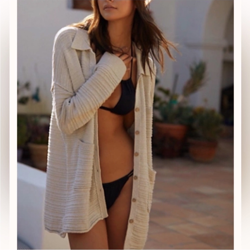 BOGO! Free People Beach Day Dreaming Button Front Collar Cardigan Cotton Medium